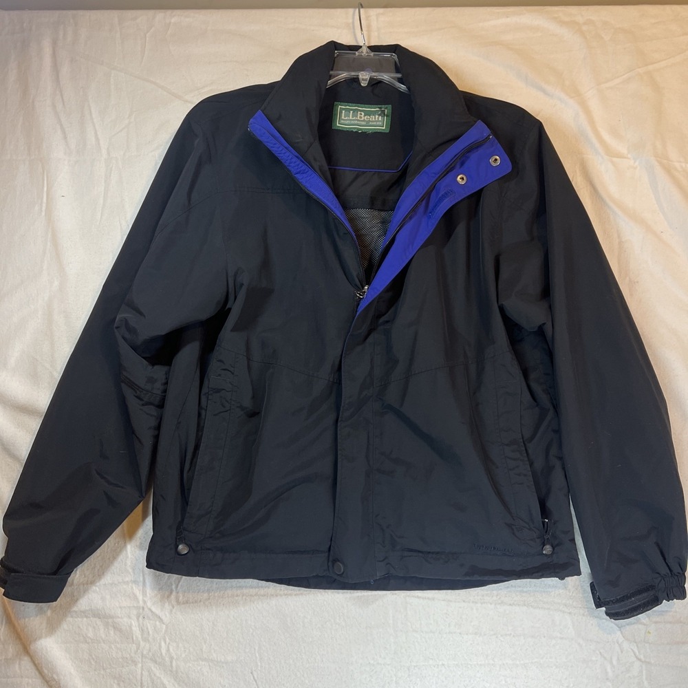 LL Bean Men's XL Nylon 3 in 1 Full Zip Jacket System 0BCY9‎ Black Hooded Coat